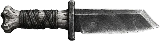 Spallknife, belati pendek berbilah lebar seperti pahat dengan gagang tulang.
